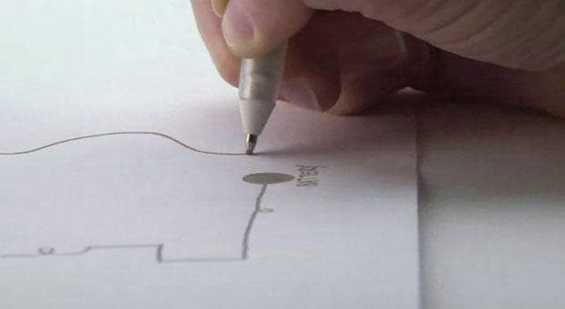 Now you can draw electronic circuits onto a notebook with a ball pen