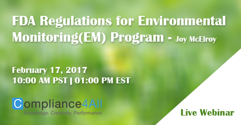 FDA Regulations for Environmental Monitoring(EM) Program