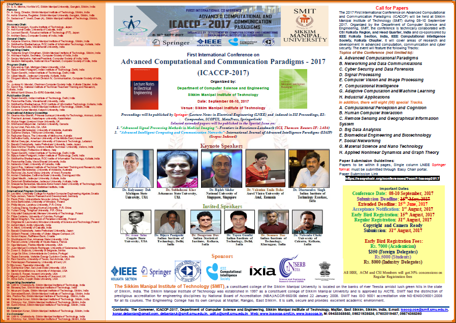 International Conference on Advanced Computational and Communication Paradigms  (ICACCP)